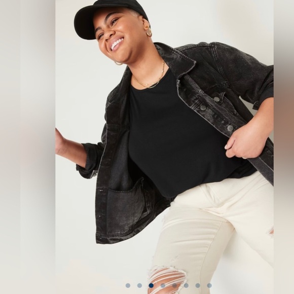 🆕 Old Navy Women’s Luxe Crew Neck Short Sleeve T-Shirt Black L 12-14 Tall Long - Picture 3 of 15